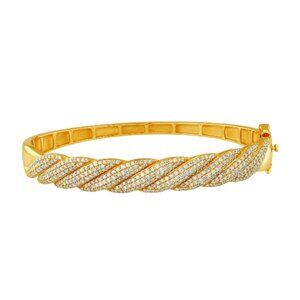 2.00 Carat Natural Diamond Fancy Bangle G-H SI 14K Yellow Gold 7''